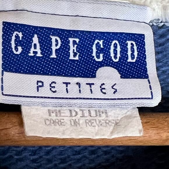 Vintage 80s Cape Cod Petites Size Medium Collared Cottage Pullover Sweater - Picture 6 of 7